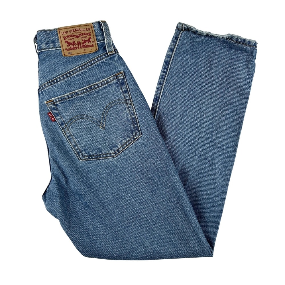 Levis 501 Jeans Womens 24x30 (24x27) Medium Wash High Rise Straight Denim